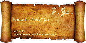 Pascus Zsóka névjegykártya